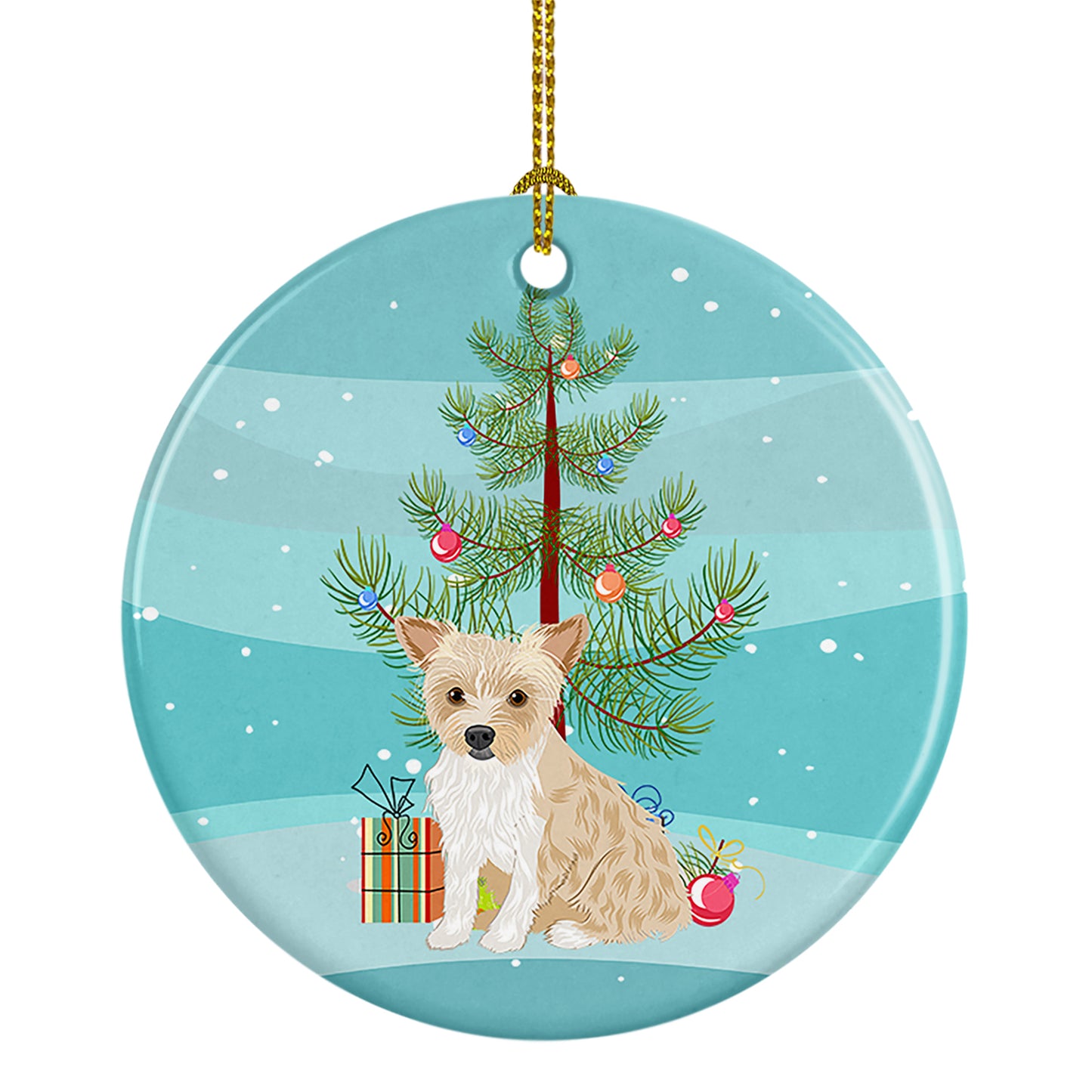 Buy this Yorkie Parti Christmas Ceramic Ornament