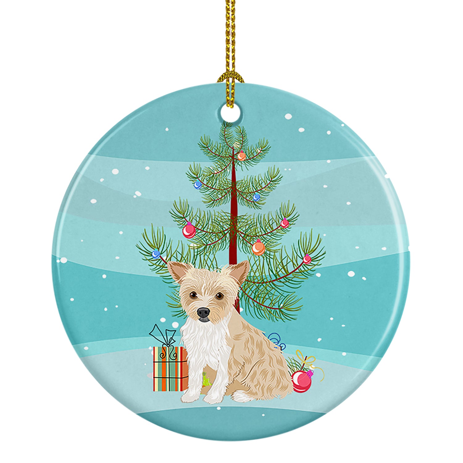 Buy this Yorkie Parti Christmas Ceramic Ornament