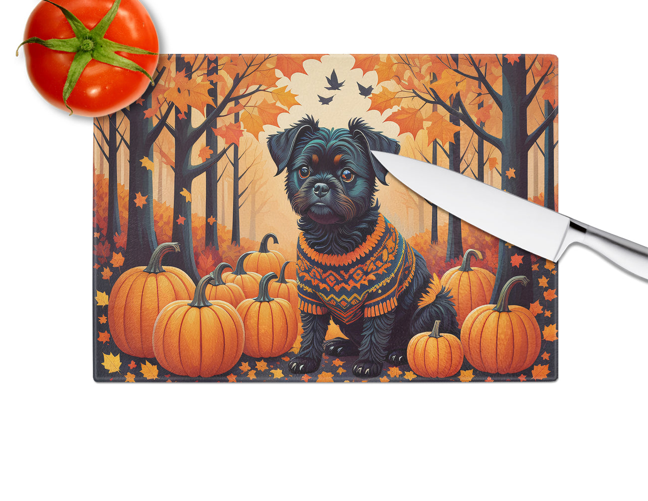 Affenpinscher Fall Glass Cutting Board