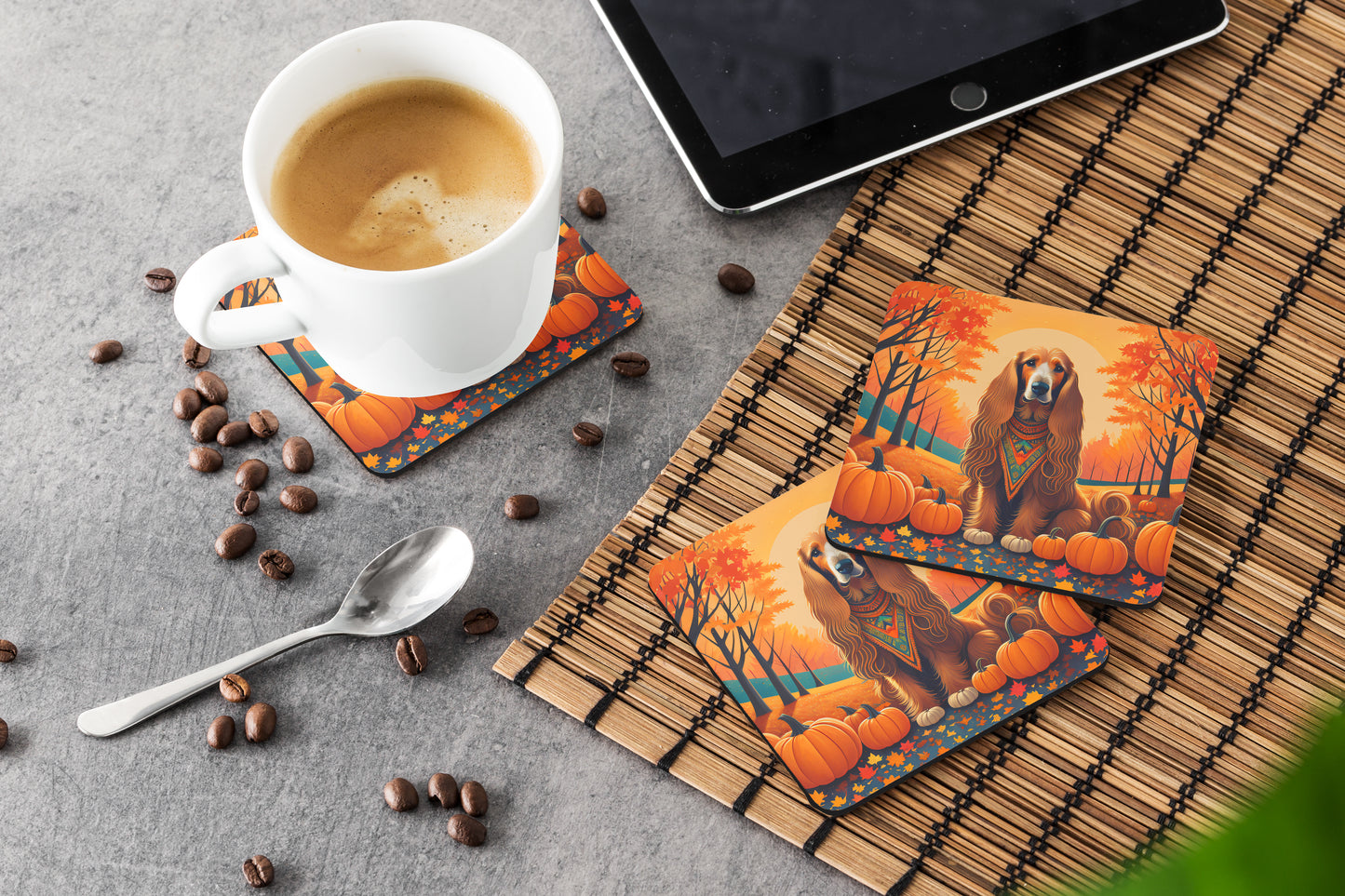 Afghan Hound Fall Foam Coasters