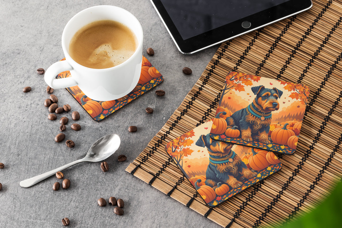 Airedale Terrier Fall Foam Coasters