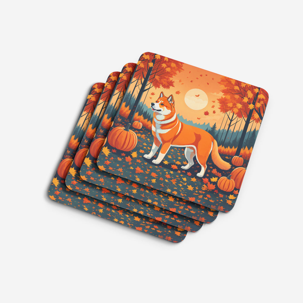 Akita Fall Foam Coasters
