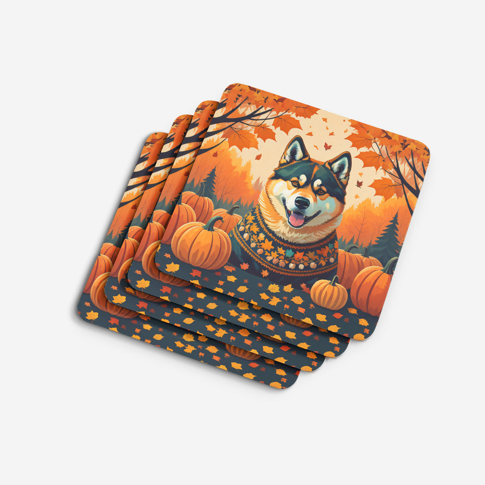 Akita Fall Foam Coasters