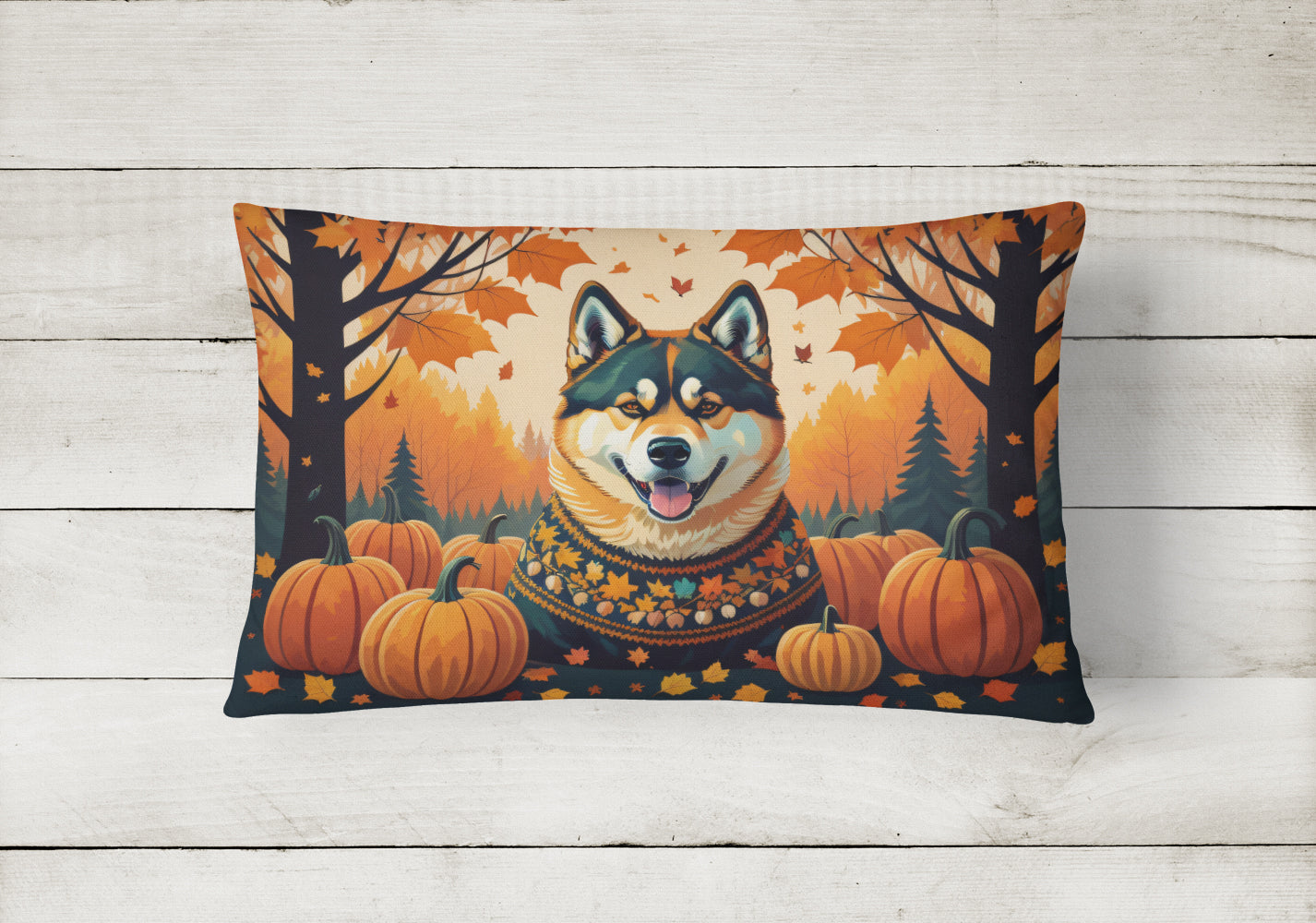 Akita Fall Throw Pillow