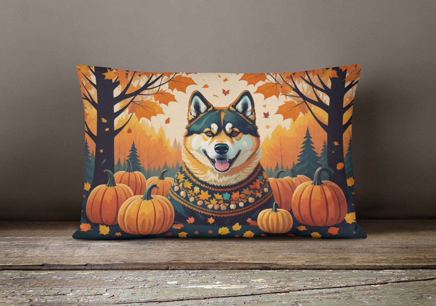 Akita Fall Throw Pillow