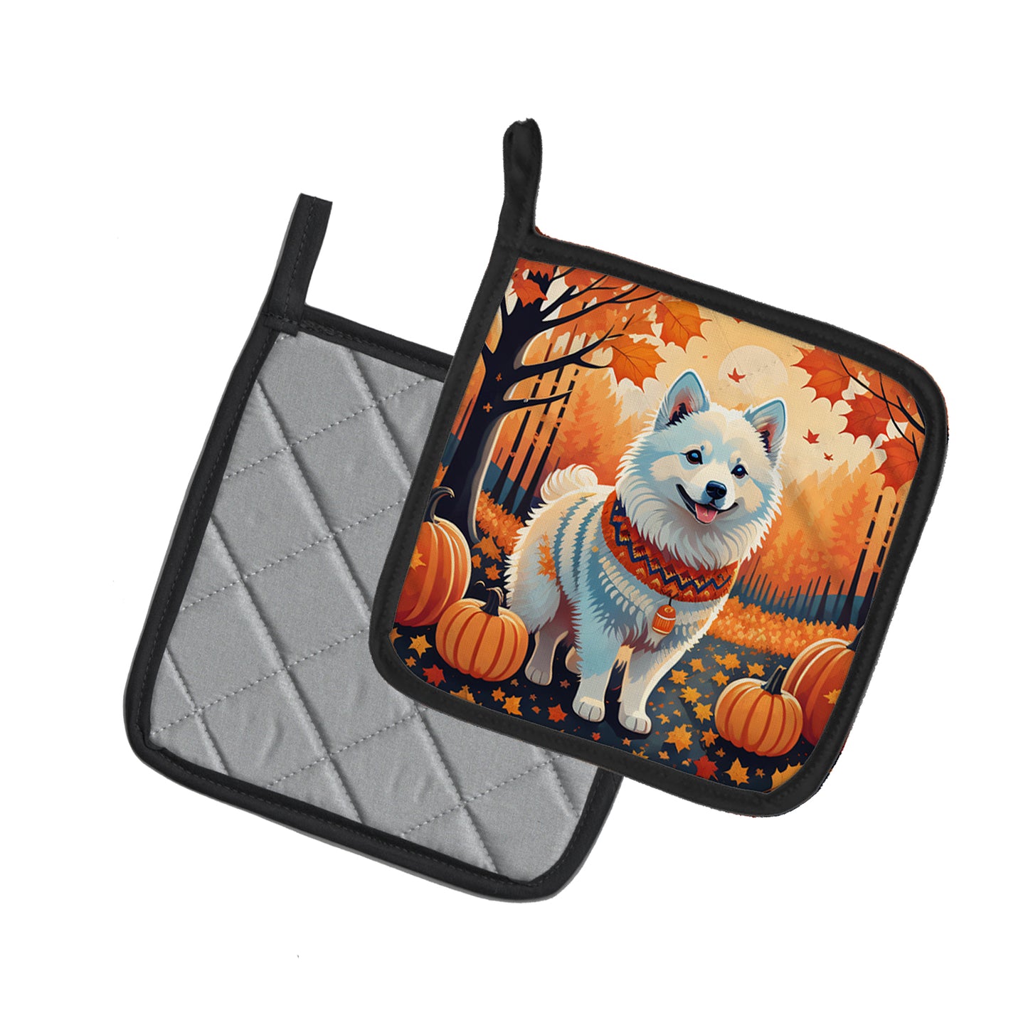 American Eskimo Fall Pair of Pot Holders