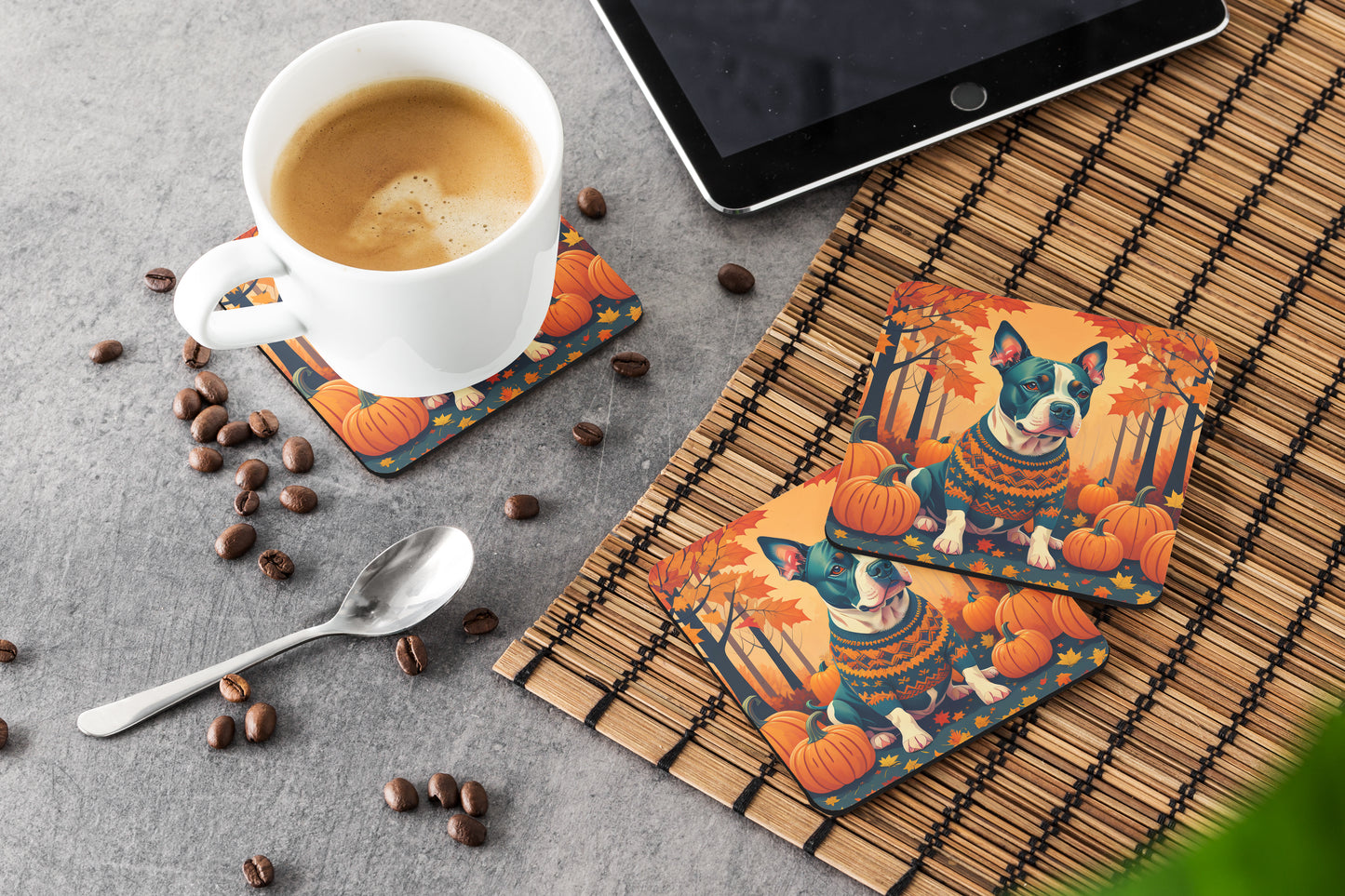 Pit Bull Terrier Fall Foam Coasters