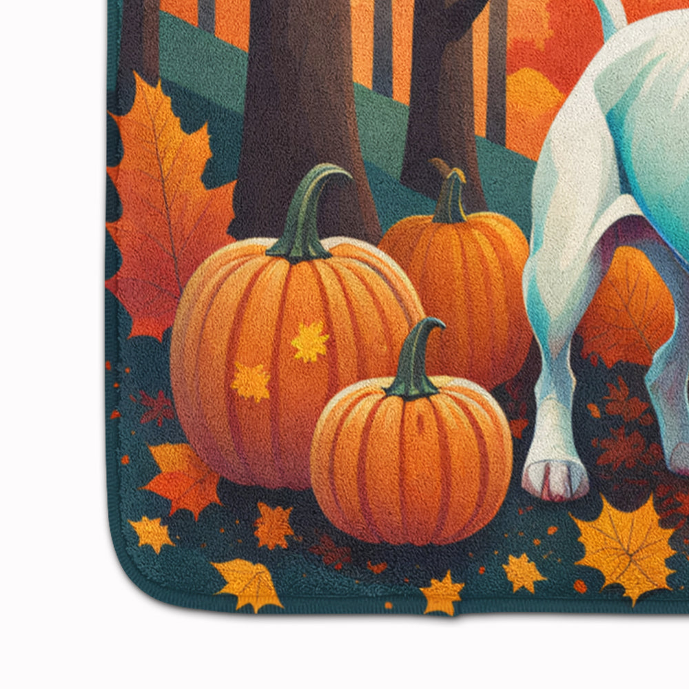 White Pit Bull Terrier Fall Memory Foam Kitchen Mat