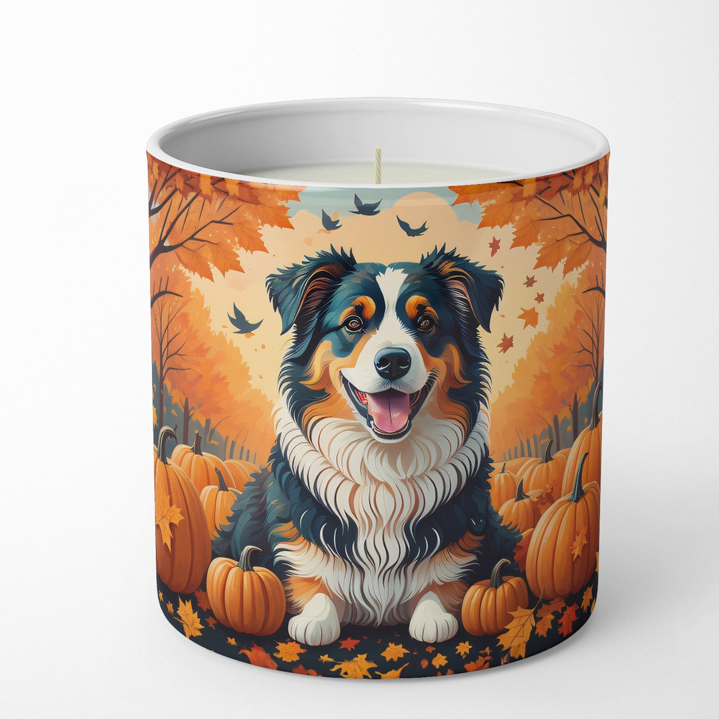 Australian Shepherd Terrier Fall Decorative Soy Candle