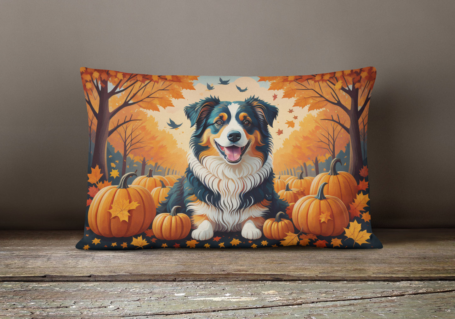 Australian Shepherd Terrier Fall Throw Pillow