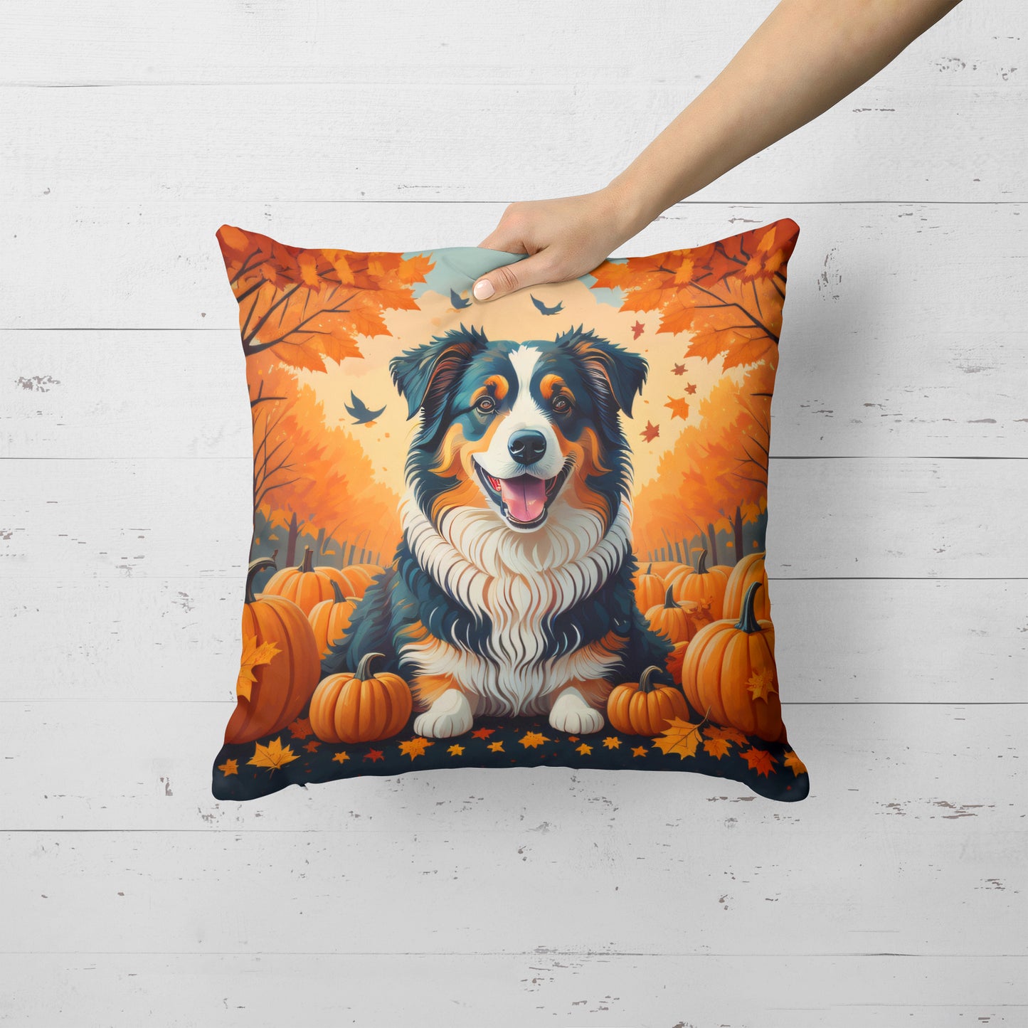 Australian Shepherd Terrier Fall Throw Pillow