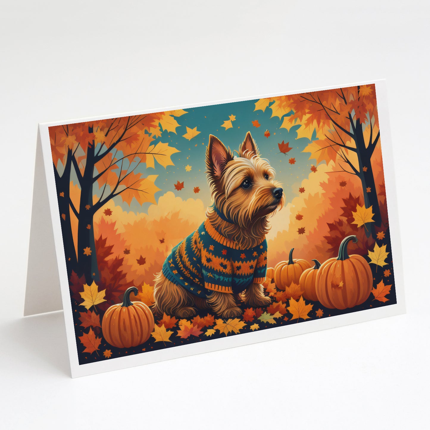 Buy this Australian Terrier Terrier Fall Greeting Cards and Envelopes Pack of 8