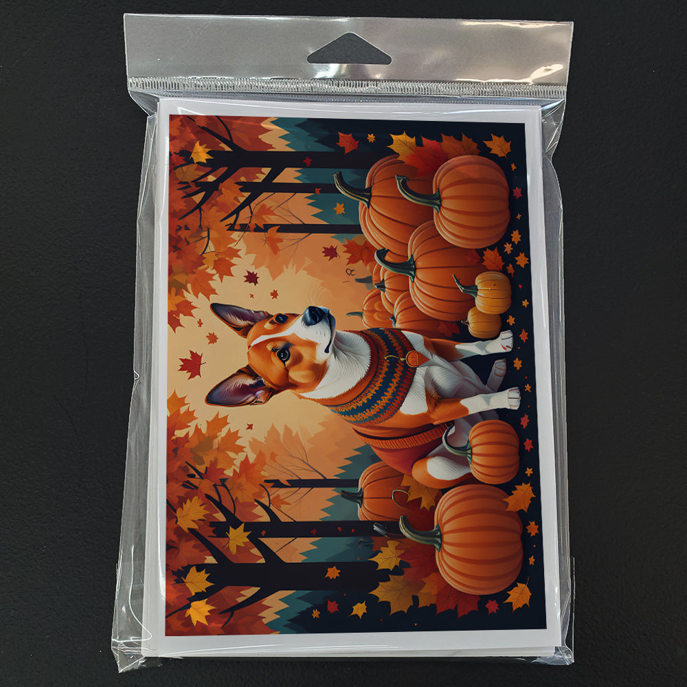 Red Basenji Fall Greeting Cards and Envelopes Pack of 8