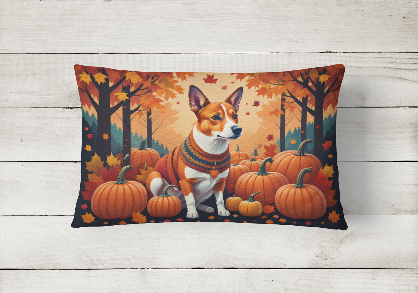 Red Basenji Fall Throw Pillow