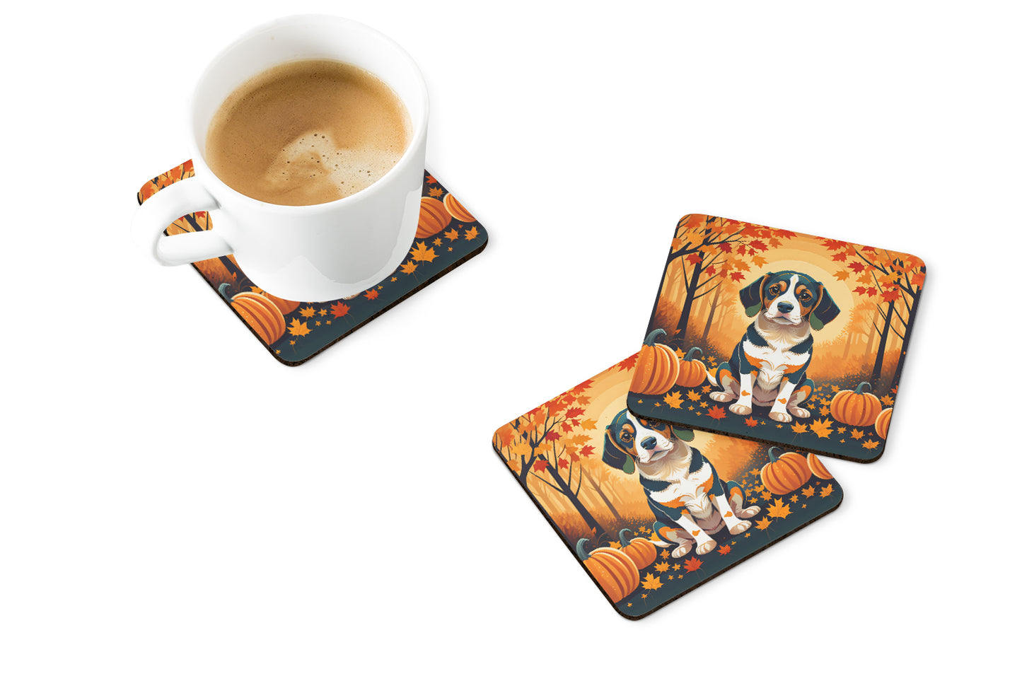 Beagle Fall Foam Coasters