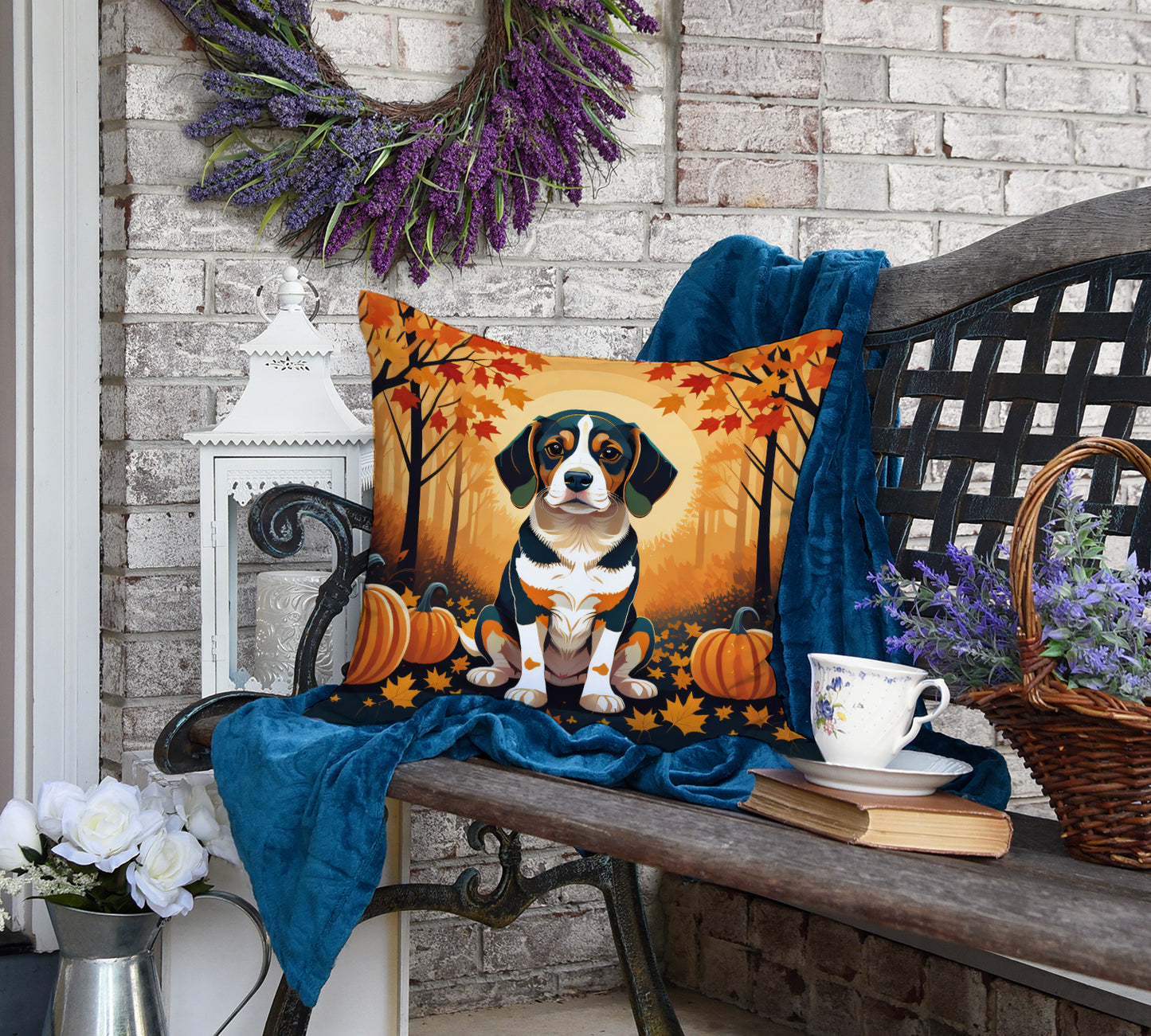Beagle Fall Throw Pillow