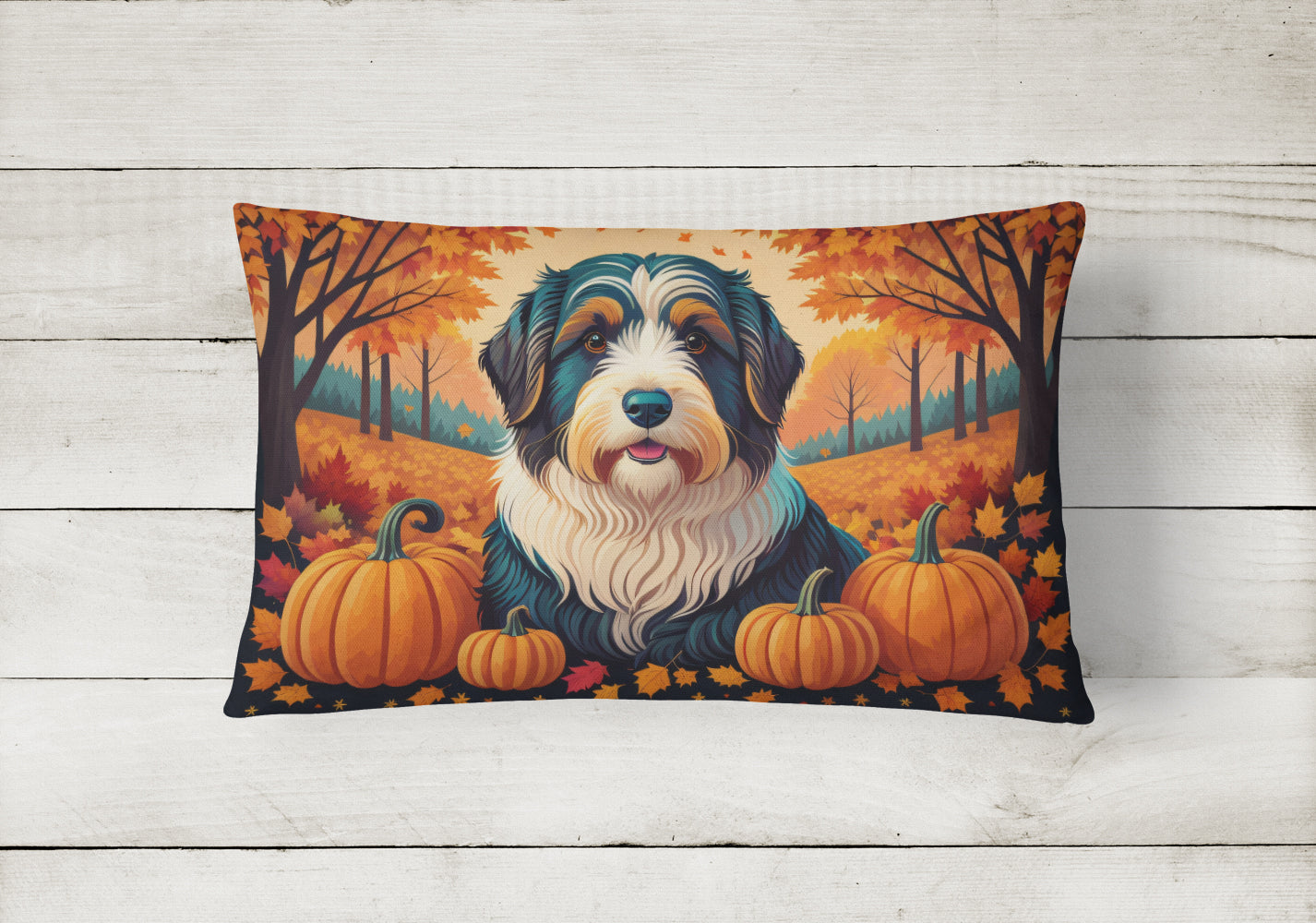 Bearded Collie Fall Throw Pillow