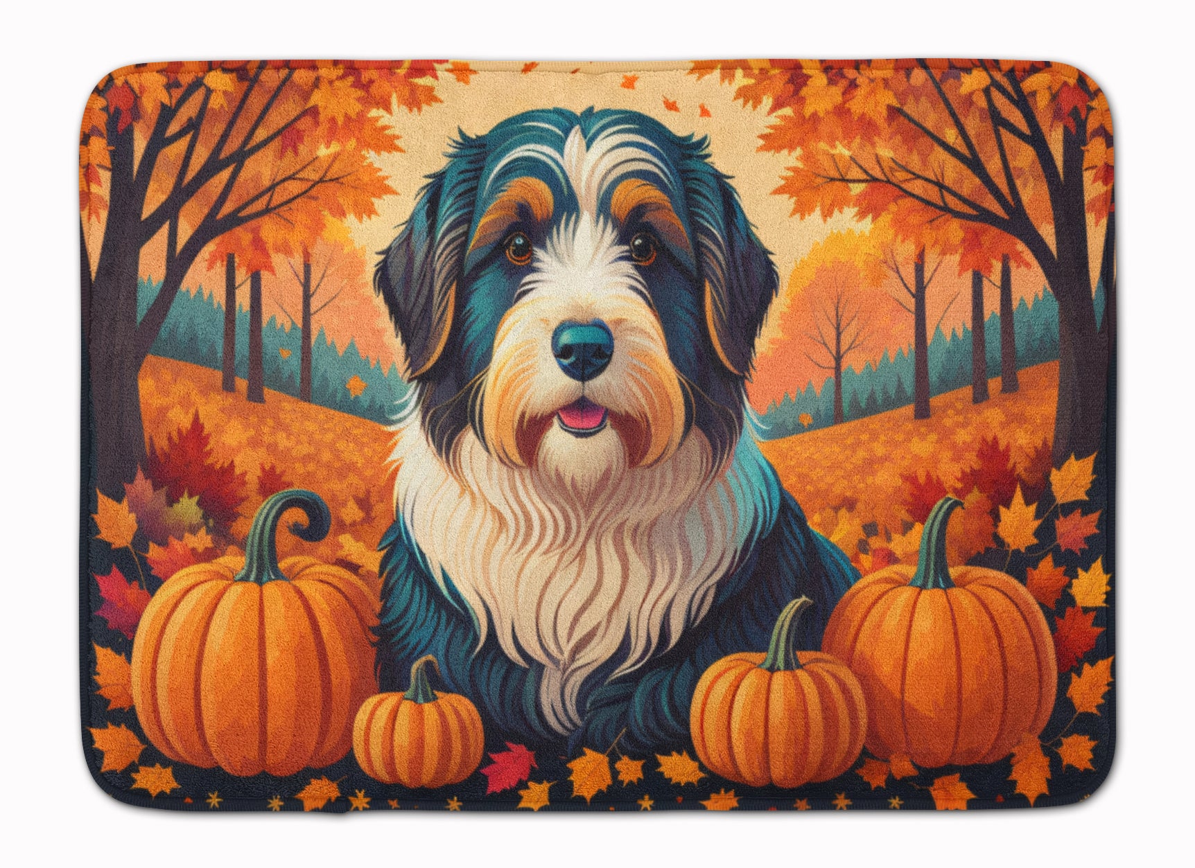 Buy this Bearded Collie Fall Memory Foam Kitchen Mat