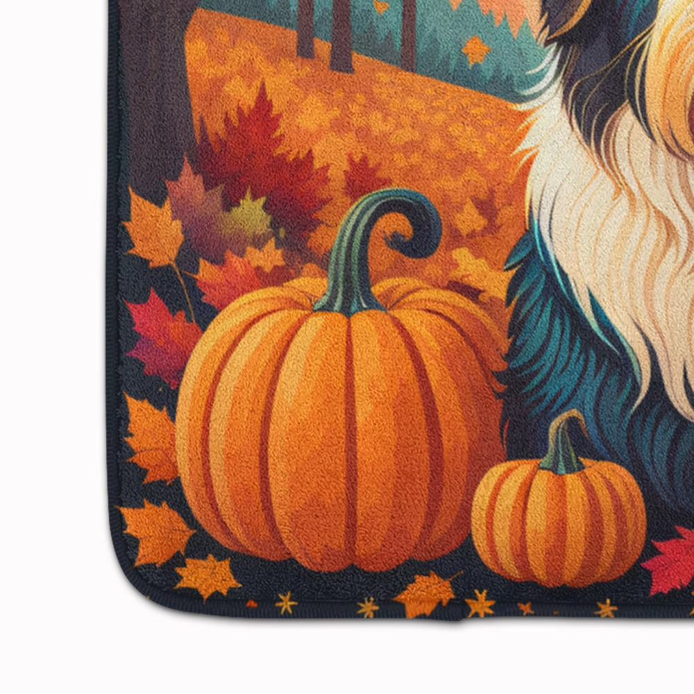 Bearded Collie Fall Memory Foam Kitchen Mat