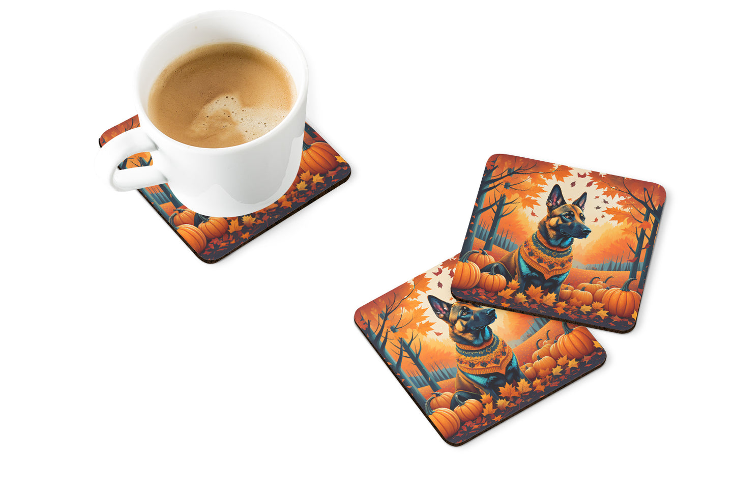 Belgian Malinois Fall Foam Coasters