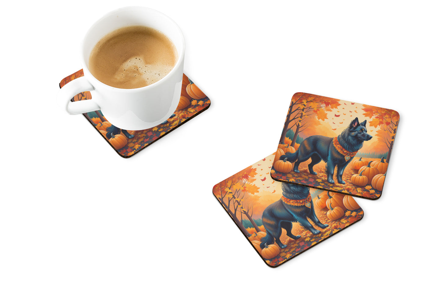 Belgian Sheepdog Fall Foam Coasters