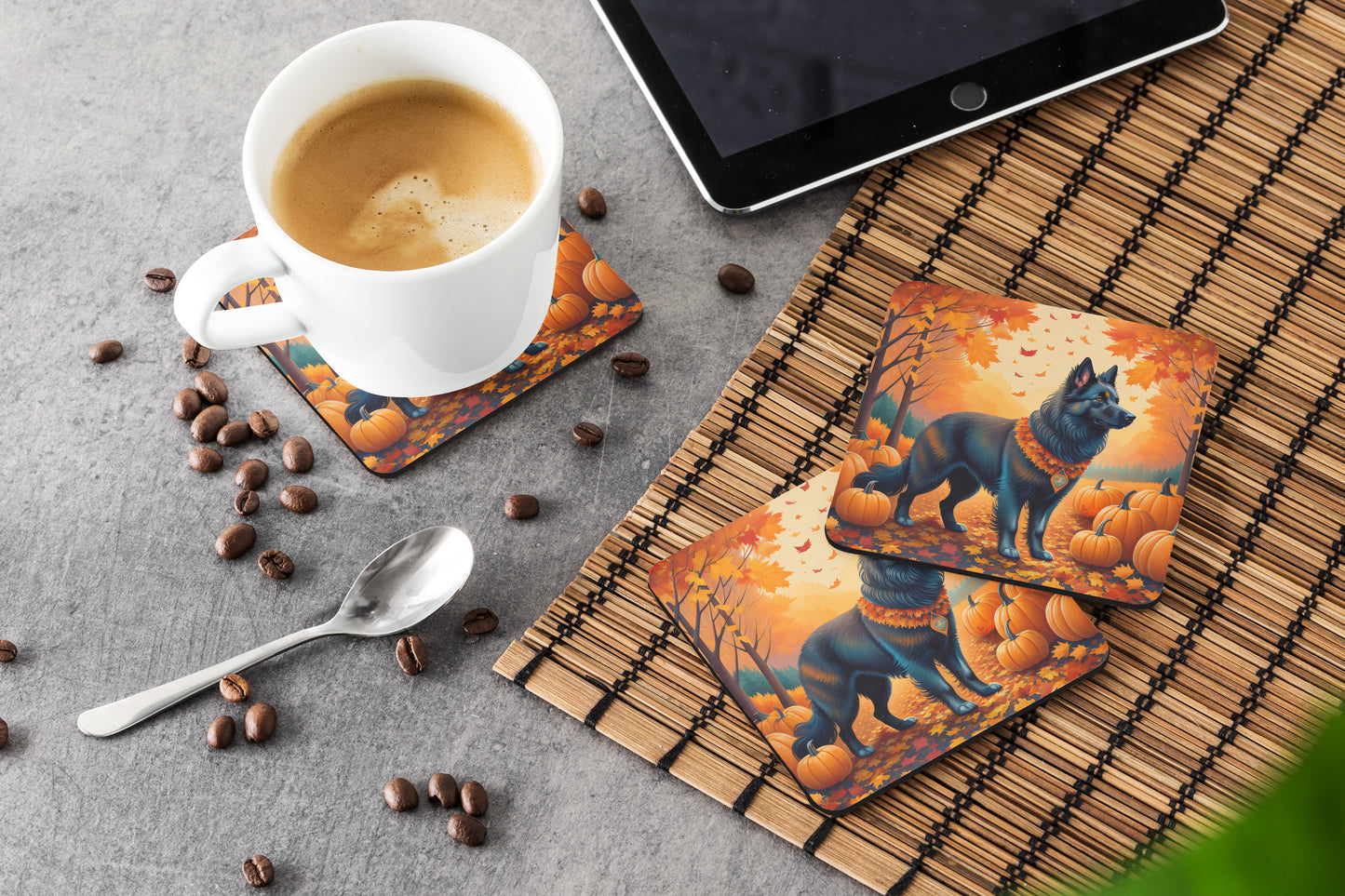 Belgian Sheepdog Fall Foam Coasters