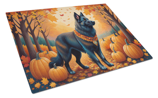 Buy this Belgian Sheepdog Fall Glass Cutting Board