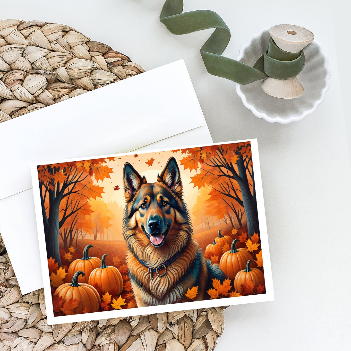 Belgian Tervuren Fall Greeting Cards and Envelopes Pack of 8