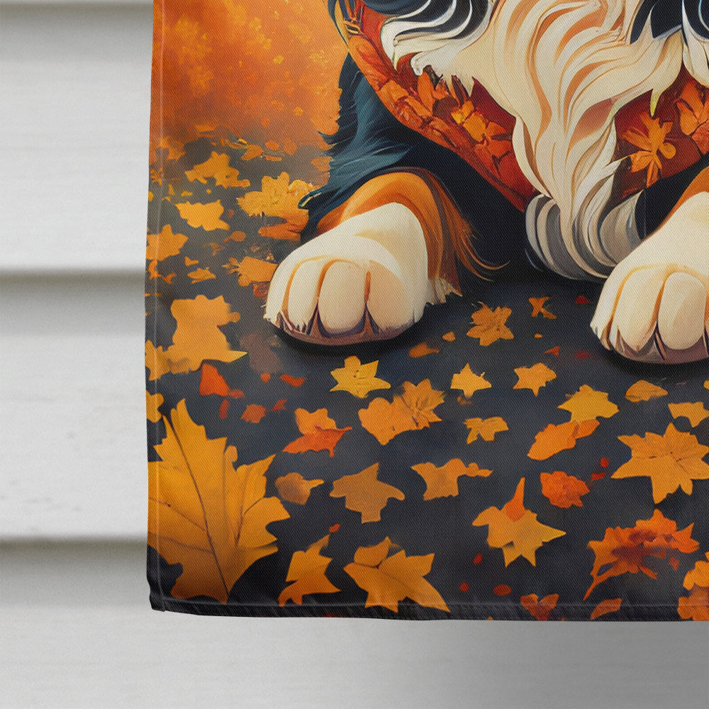 Bernese Mountain Dog Fall House Flag