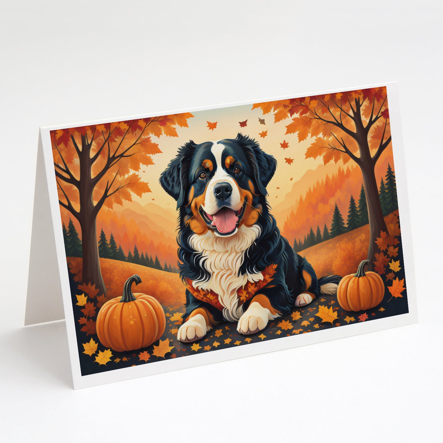 Buy this Bernese Mountain Dog Fall Greeting Cards and Envelopes Pack of 8