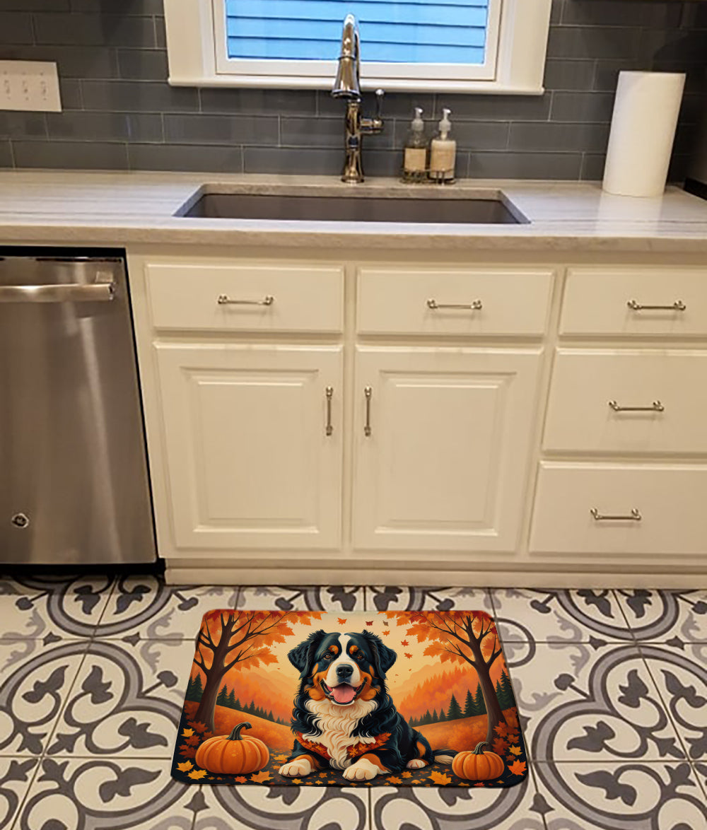 Bernese Mountain Dog Fall Memory Foam Kitchen Mat