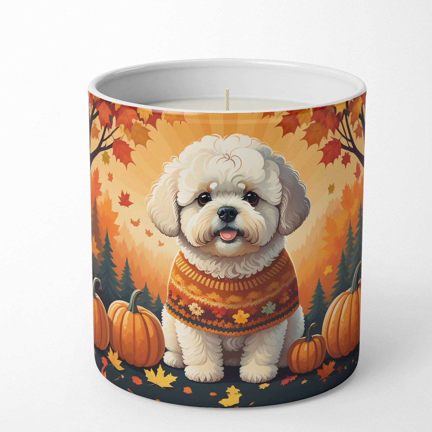 Bichon Frise Fall Decorative Soy Candle