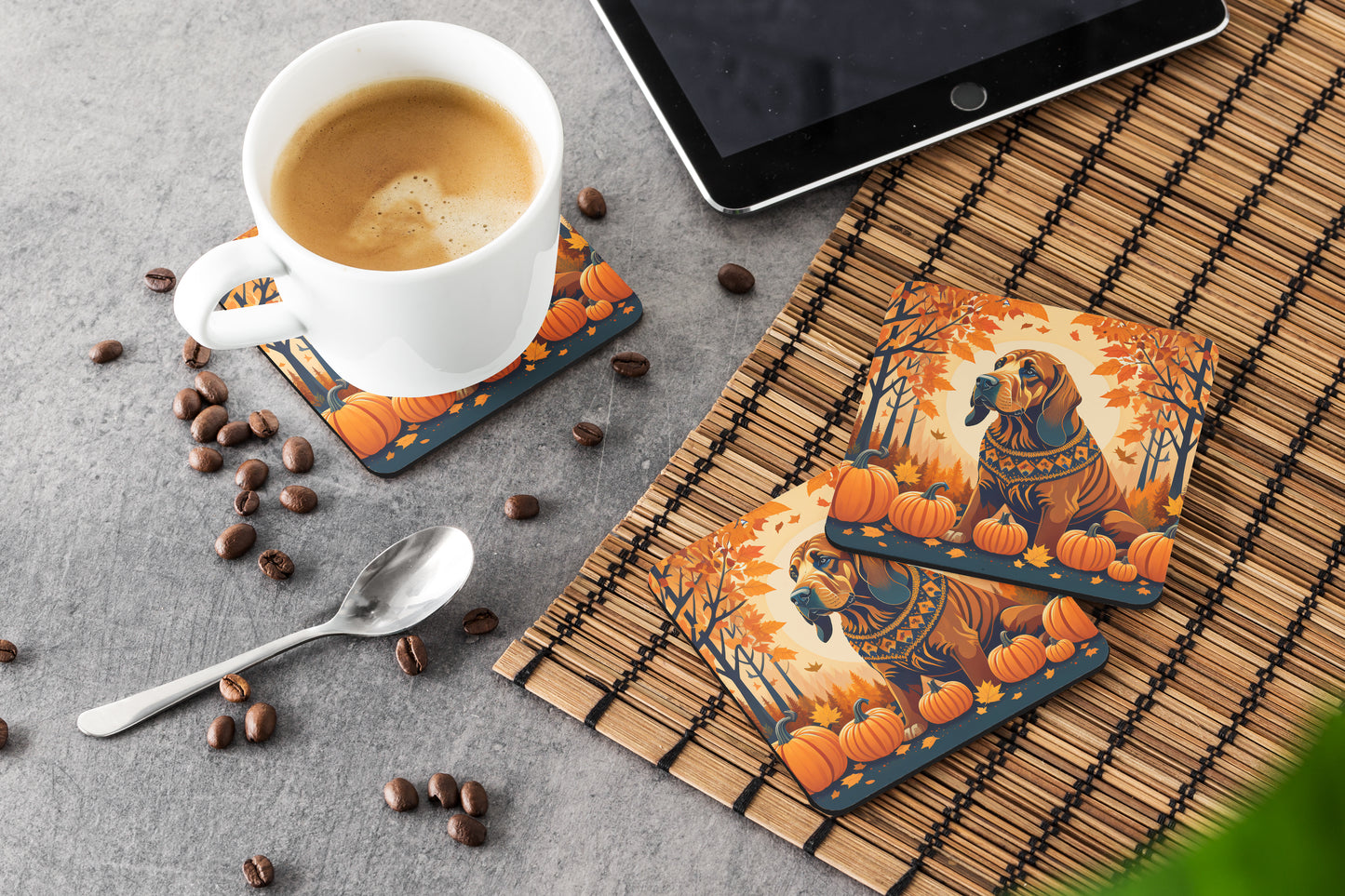 Bloodhound Fall Foam Coasters