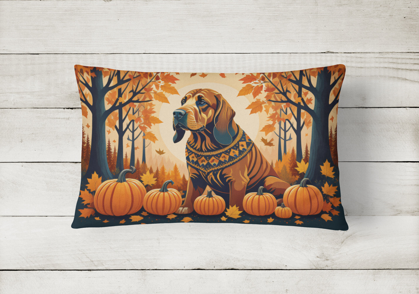 Bloodhound Fall Throw Pillow