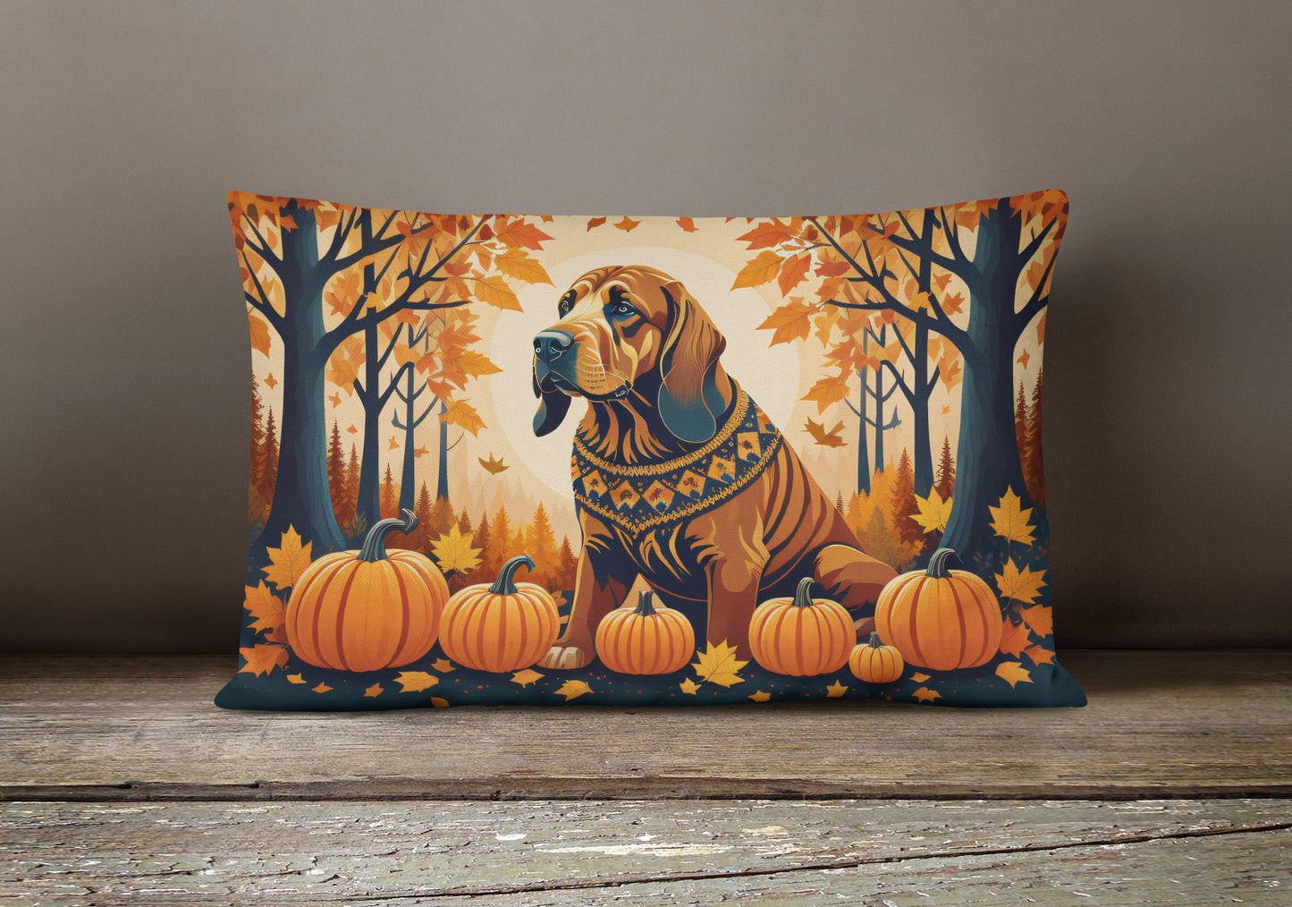 Bloodhound Fall Throw Pillow