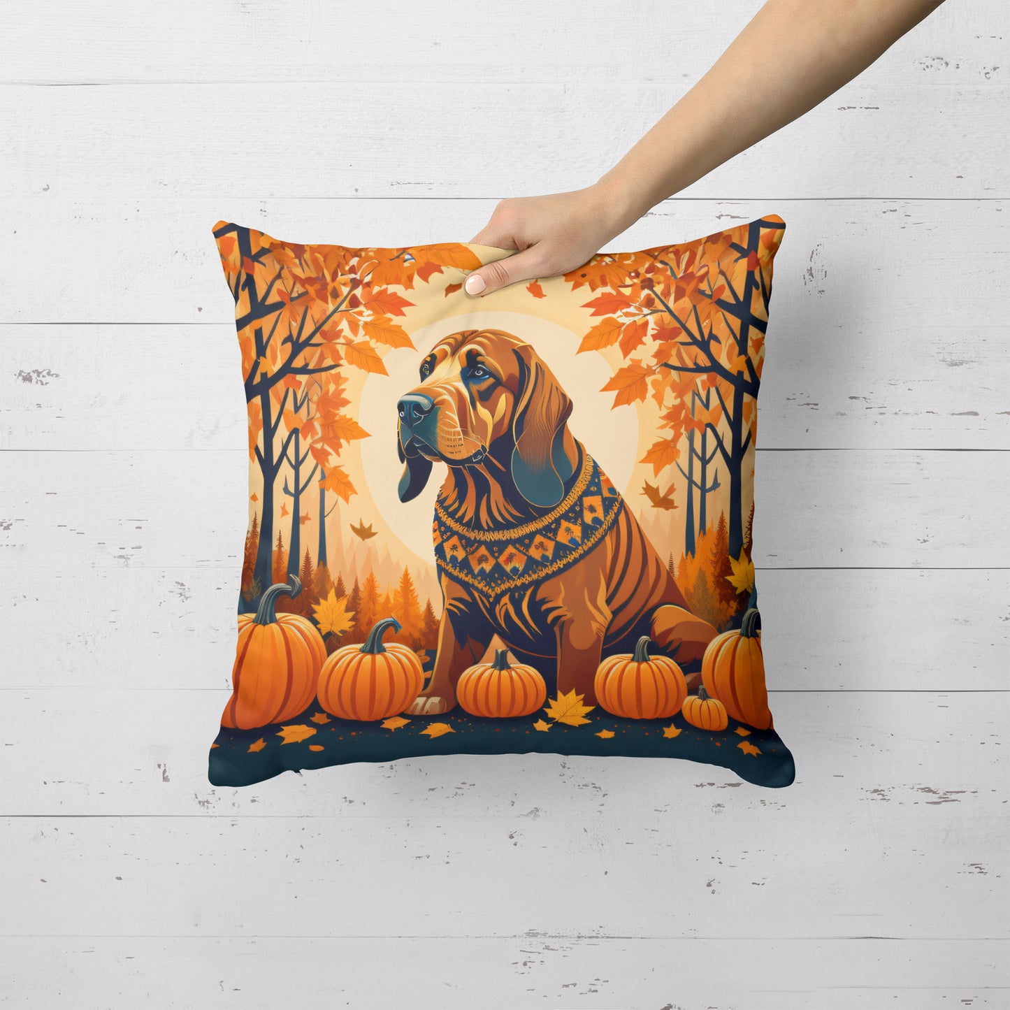 Bloodhound Fall Throw Pillow