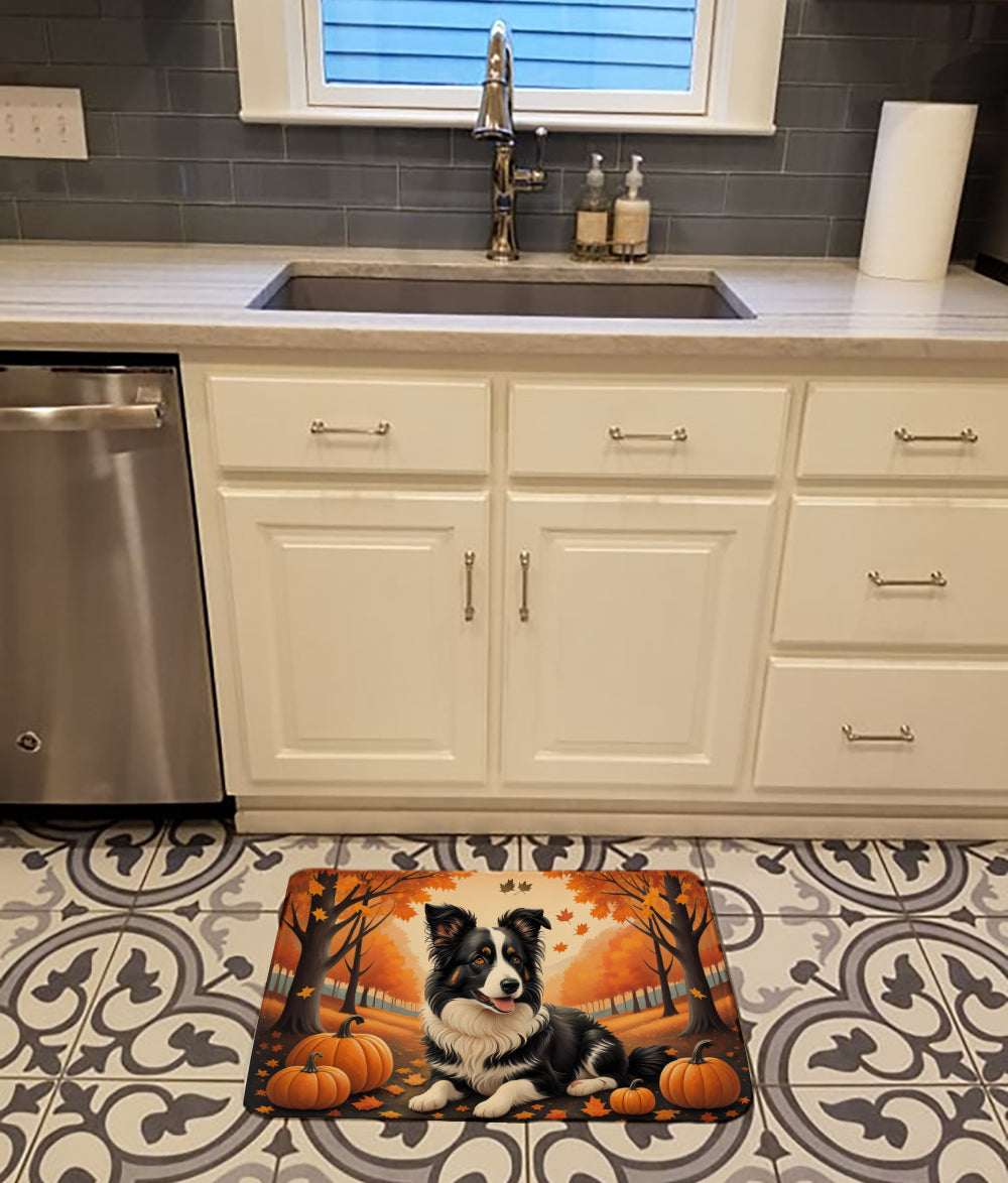 Border Collie Fall Memory Foam Kitchen Mat