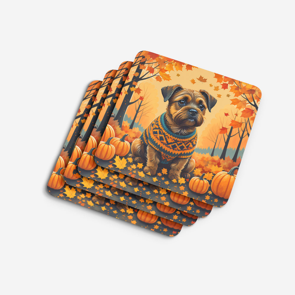 Border Terrier Fall Foam Coasters