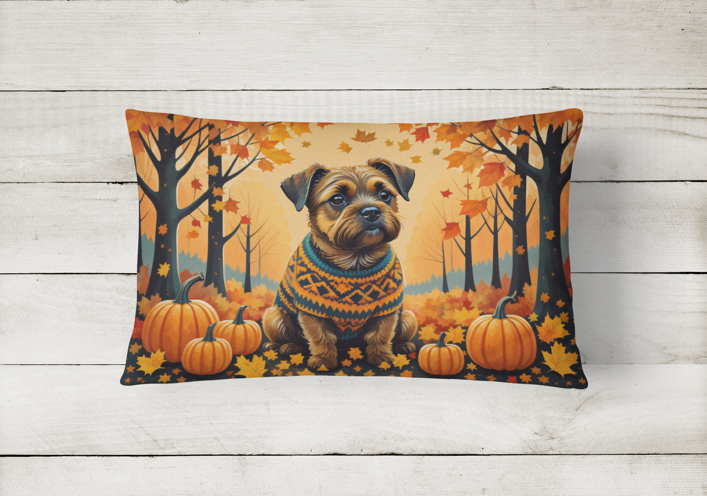 Border Terrier Fall Throw Pillow