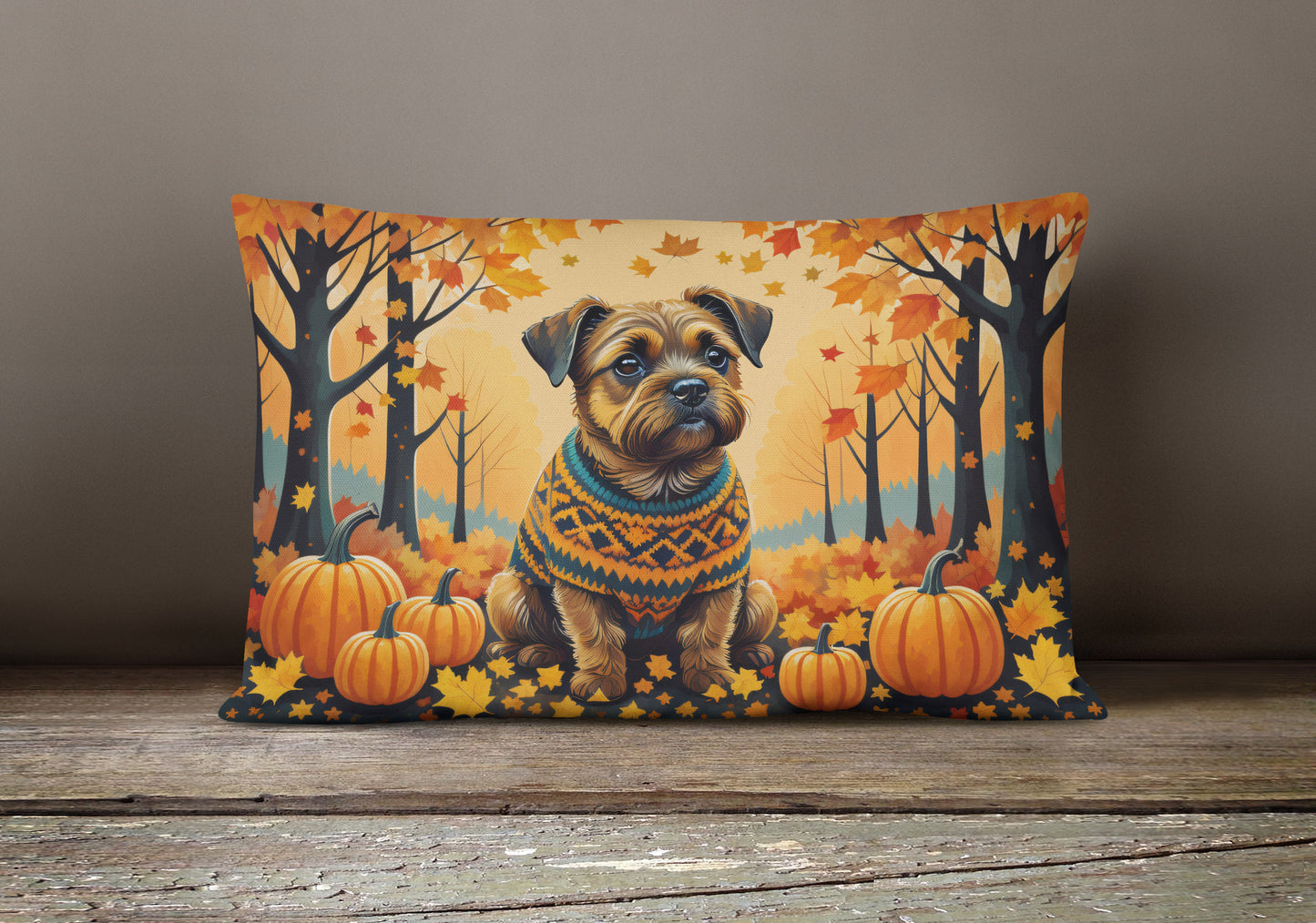 Border Terrier Fall Throw Pillow