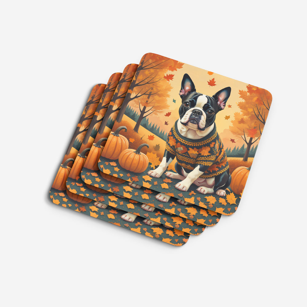 Boston Terrier Fall Foam Coasters