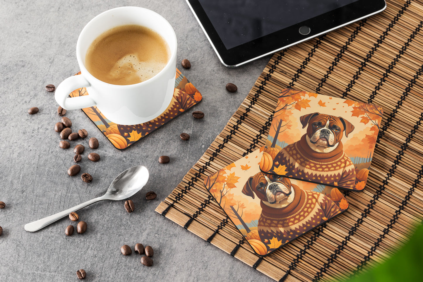 Boxer Fall Foam Coasters