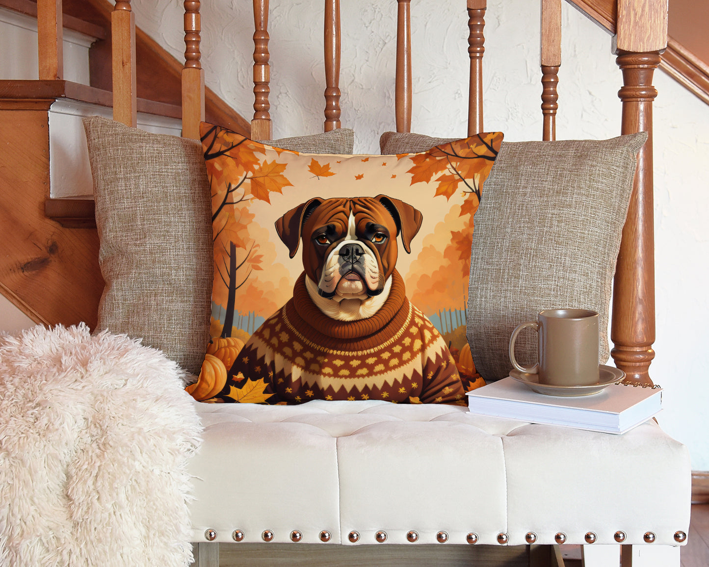 Boxer Fall Throw Pillow