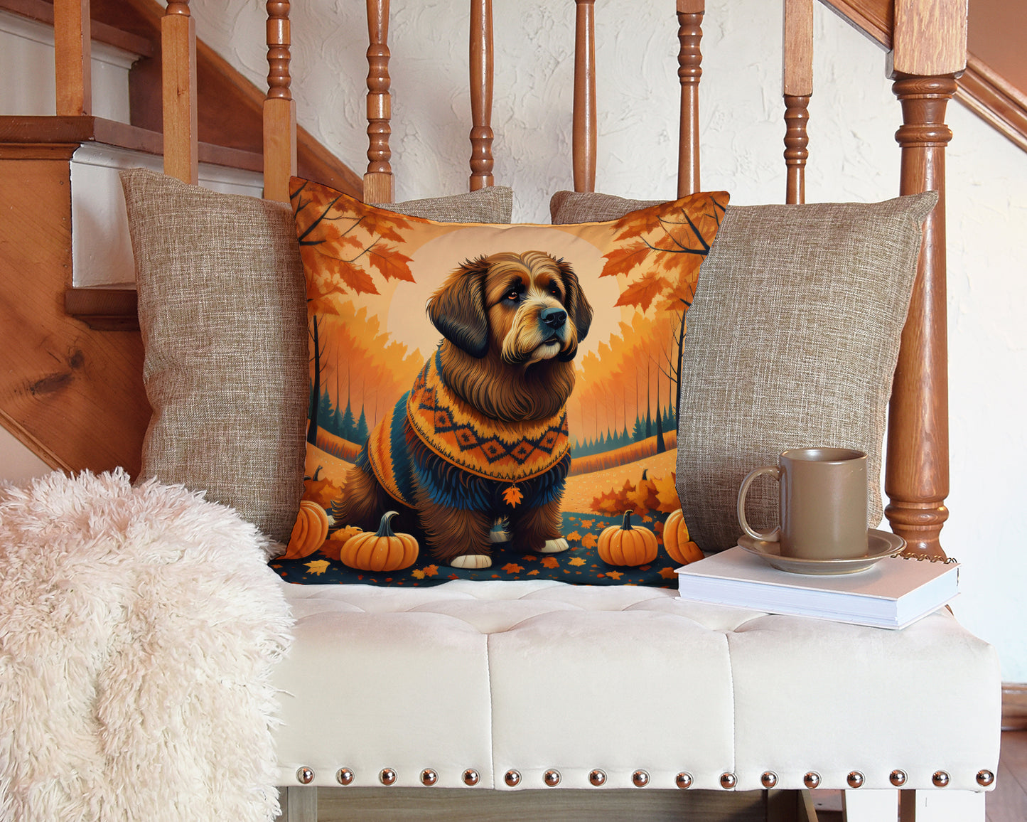 Briard Fall Throw Pillow