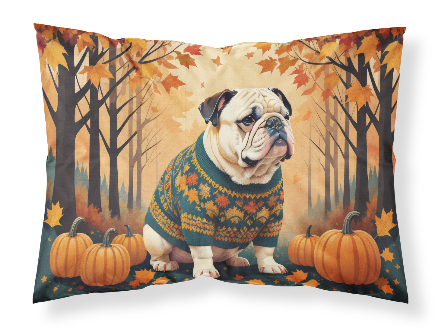 Buy this White English Bulldog Fall Standard Pillowcase