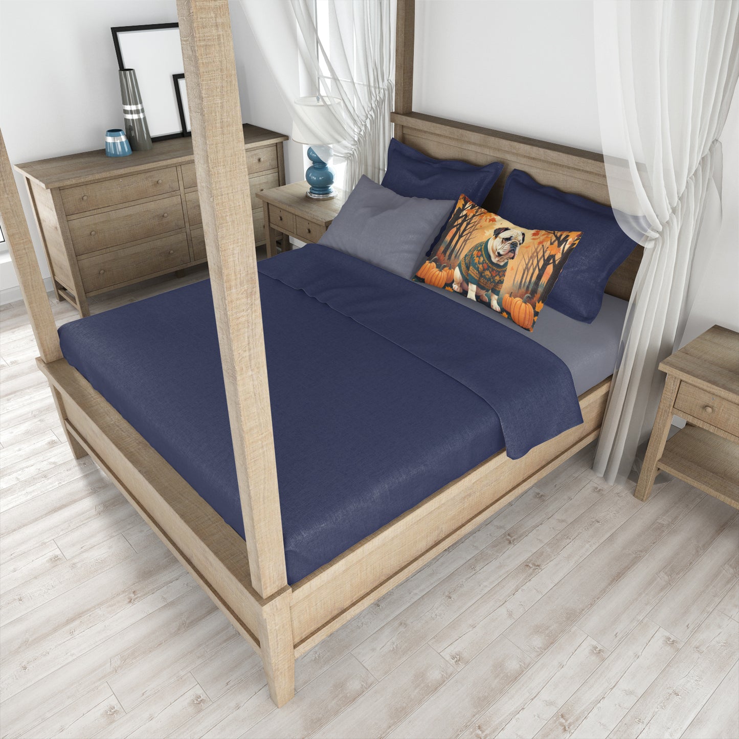 White English Bulldog Fall Standard Pillowcase