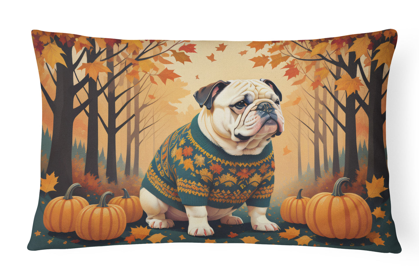 Buy this White English Bulldog Fall Throw Pillow