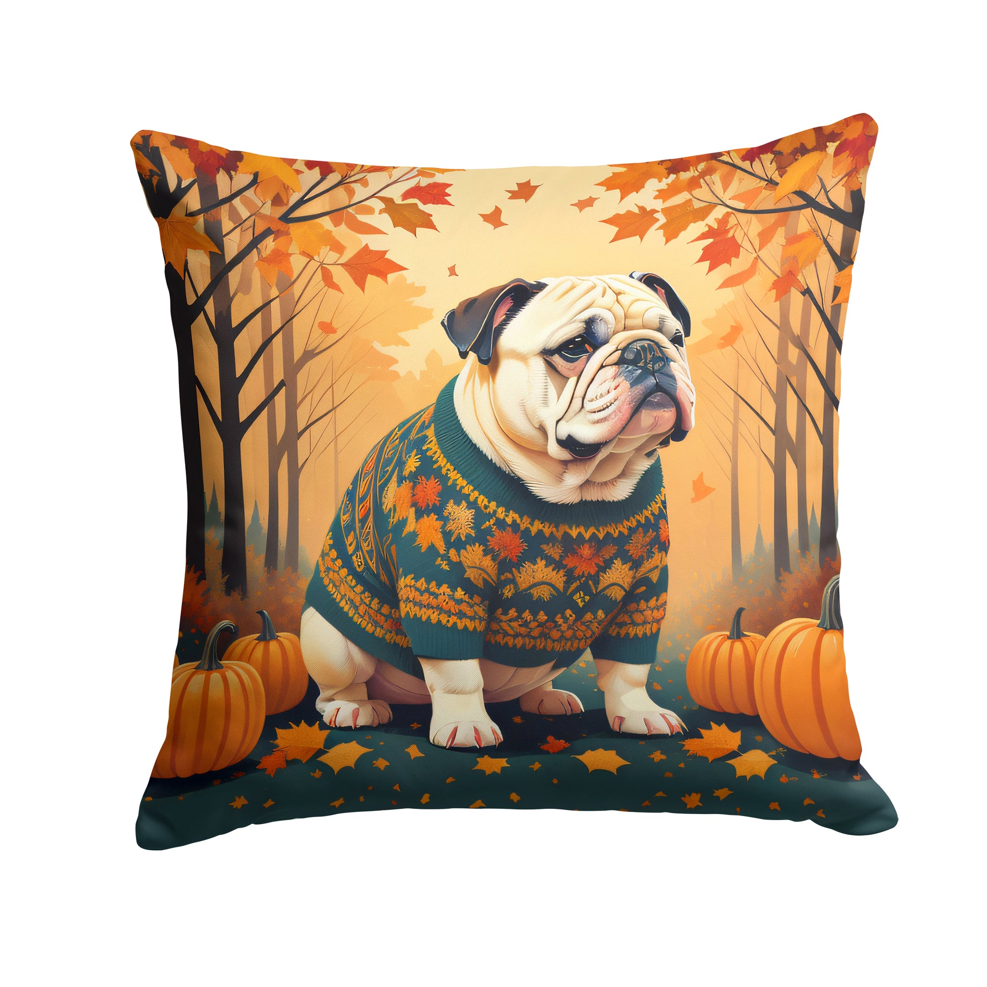 Buy this White English Bulldog Fall Throw Pillow