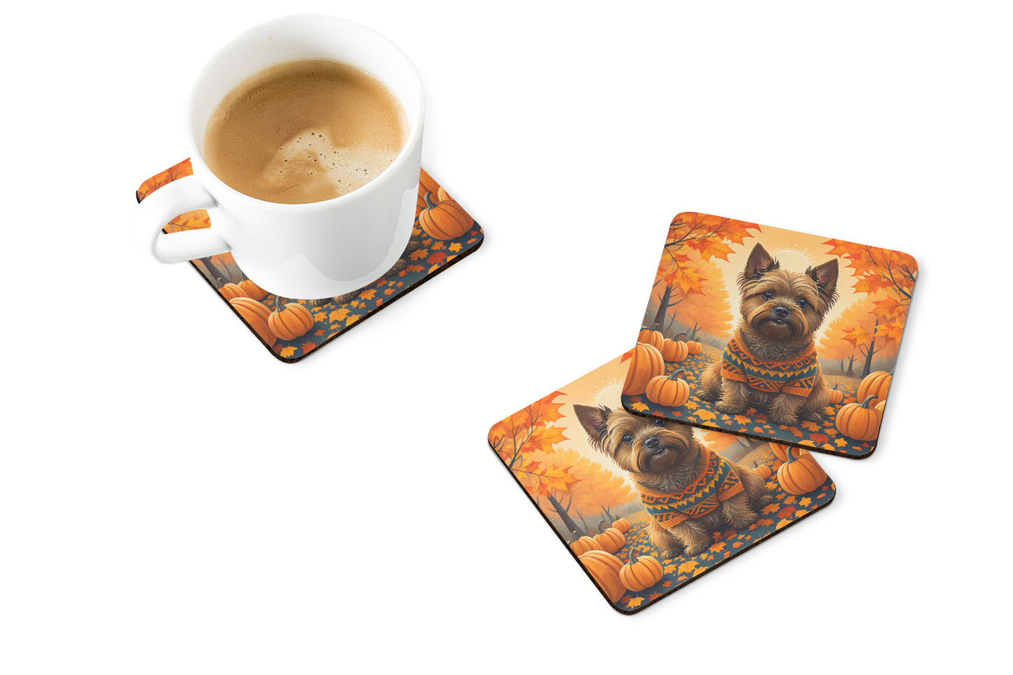 Cairn Terrier Fall Foam Coasters