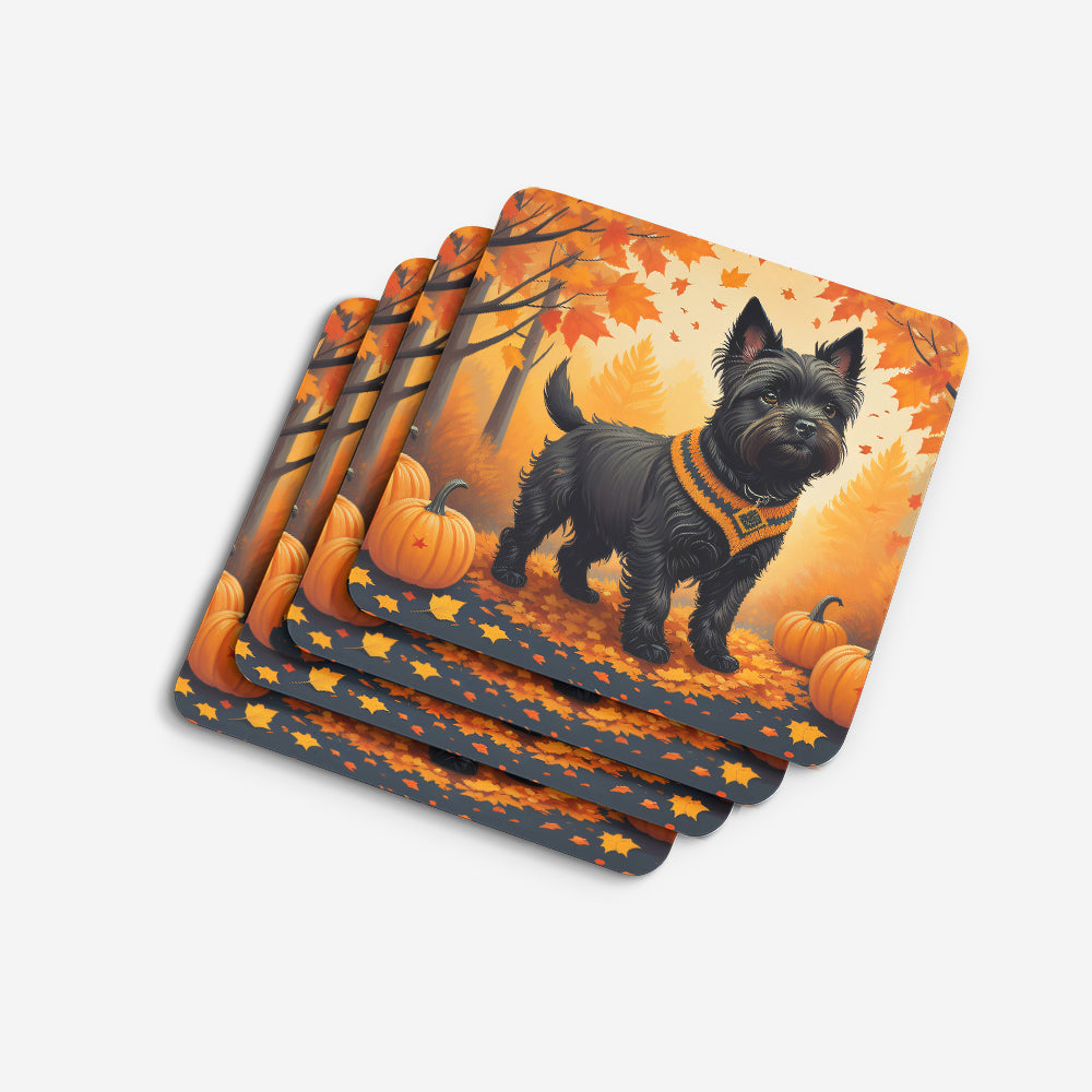 Black Cairn Terrier Fall Foam Coasters